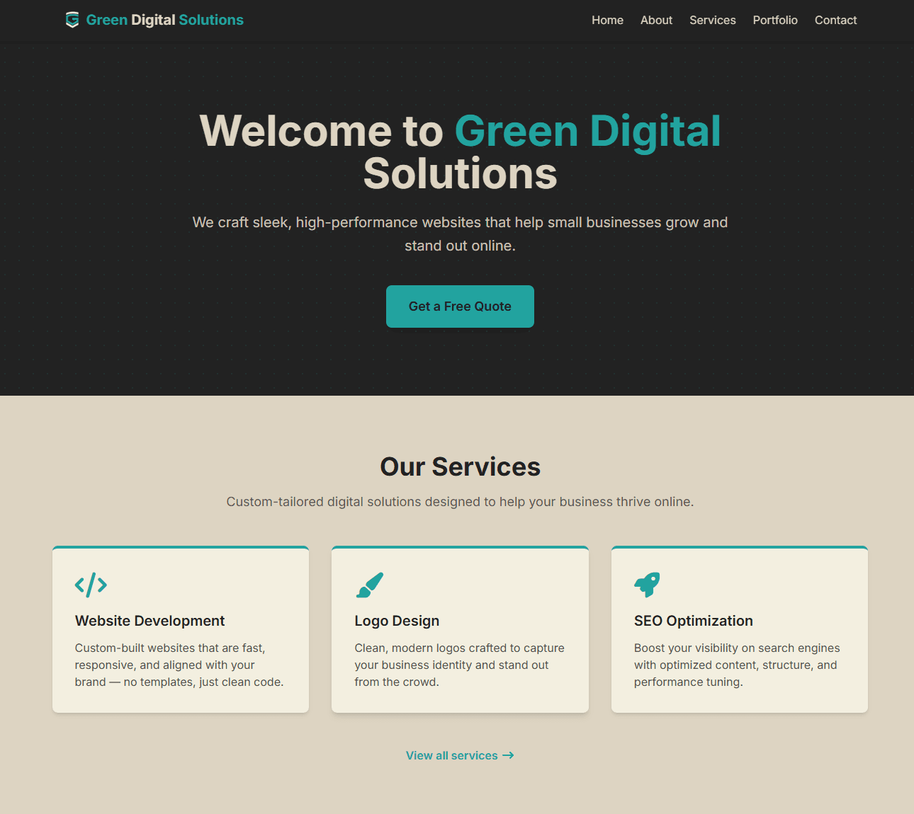 Green Digital Solutions homepage screenshot